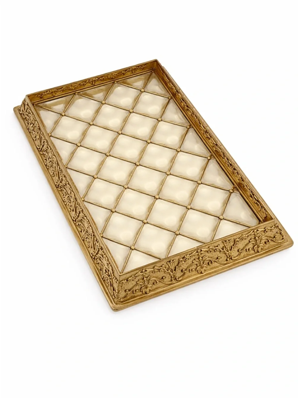 Gold Vanity Tray Guest Towel Holder Acrylic Ornate Vintage Style Bathroom Decor
